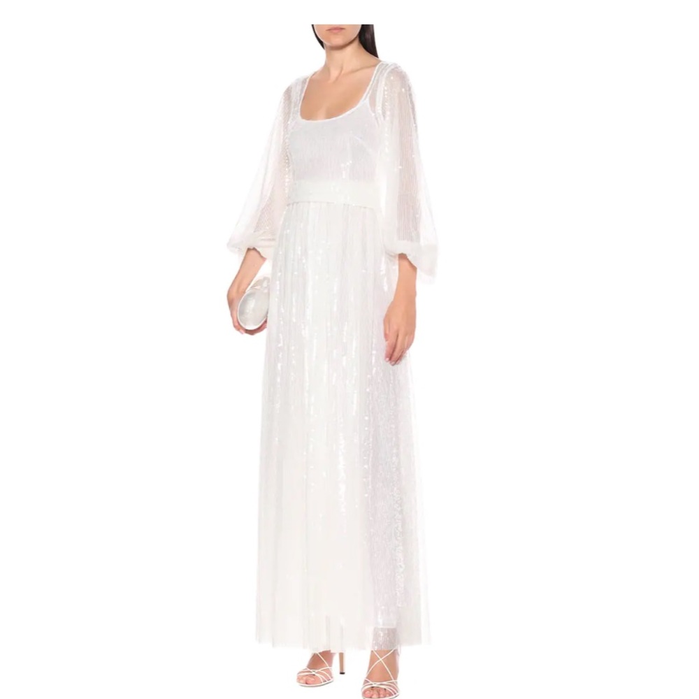 STAUD
Pearl Sequin Puff-Sleeve Maxi Dress NWT Size XS